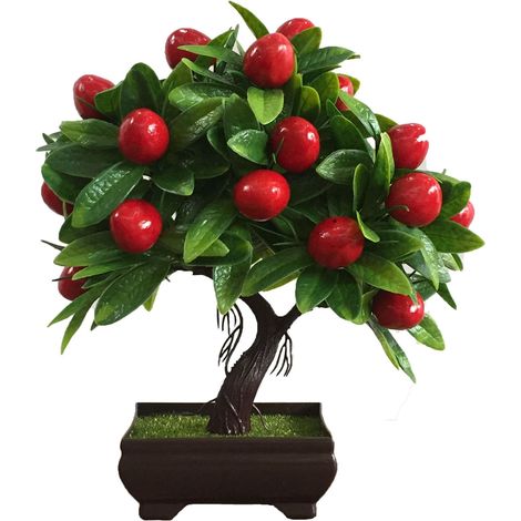 Plante Artificielle En Pot - Simulation Bonsai Arbre Fruits - Décoration Maison Bureau Extérieur Intérieur - 1 Pièce (1/2)