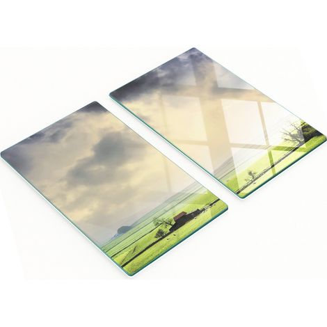 Set Küchenbretter aus gehärtetem Glas mit Feldmuster, 2 x 30 x 52 cm (1/5)