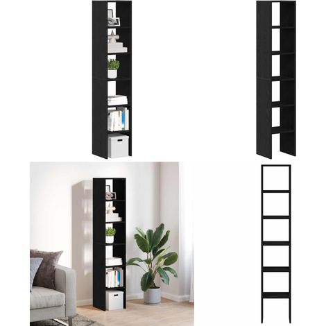 vidaXL Bücherregale 2 Stk. Stapelbar Schwarz Eichen-Optik 30x30x80 cm (1/5)