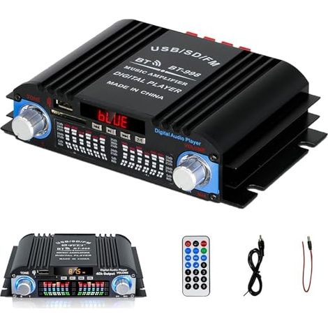 Applicable Amplificateur Audio Numérique avec Écran LCD, Amplificateur Sonore Numérique 4 Canaux pour Systèmes Audio Domestiques, Voiture, Subwoofer, Lecteur Amplificateurs 4 Voies