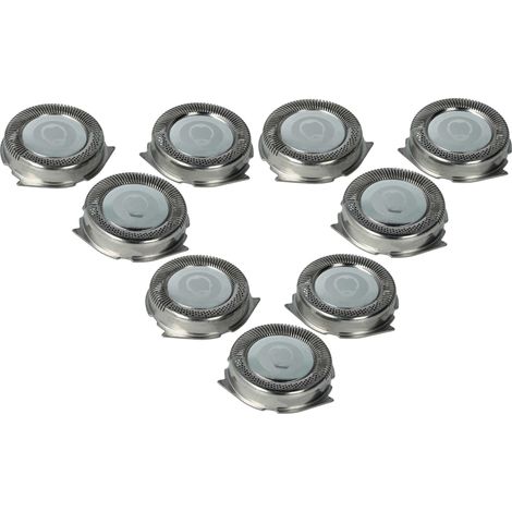 vhbw 9x Ersatz-Scherköpfe kompatibel mit Philips HQ6405, HQ6415, H802, H803, HQ6423, HQ135, HQ136, HQ130 Elektrorasierer, Silber