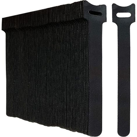 Lot de 100 Noir Attaches de Câble Sangle Réutilisable Scratch Serre Câble Bande avec Crochet et Boucle pour la Gestion des Câbles Organisation (1/5)