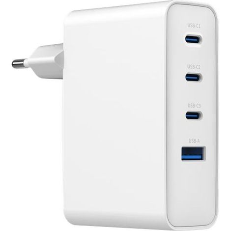 Chargeur rapide 100 W GaN 3 ports USB-C / 1 port USB-A - Blanc
