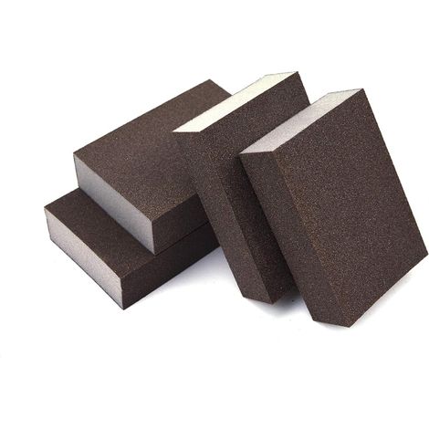 Éponge de ponçage à la main, polissage de cuisine, nettoyage et élimination de la rouille, bloc d'éponge de ponçage 4 pouces, paquet de 4 (1/5)