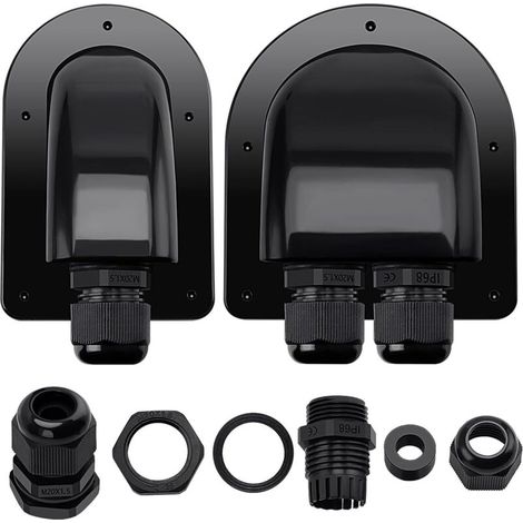 2 Pièces Presse Étoupe Solaire d'entrée de Câble Étanche pour Câble 6-12 mm, Solaire Seul & Double Entrée de Câble Gland pour Panneaux Solaires de Camping-Car, Caravane, Bateau (Noir) (1/5)