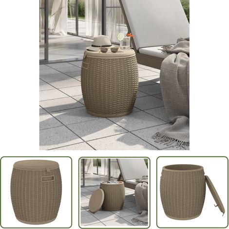 The Living Store Boîte de rangement de jardin 4 en 1 marron clair polypropylène - Coffre De Jardin - Rangement Extérieur - Meuble De Jardin - Coffre Pliable - Tabouret De Jardin (1/6)