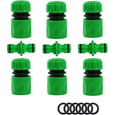 Raccord Tuyau d'Arrosage,Connecteur Arrosage Accessoires de Tuyau (6 Raccord de Tuyau Rapide, 3 Raccord Mle Double), Kit de Connexion Rapide et Facile. (1/5)