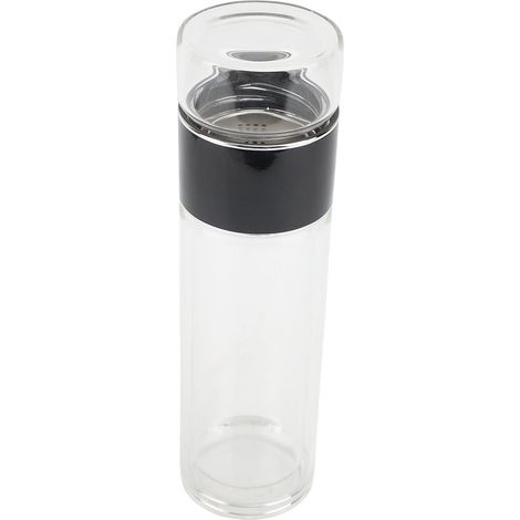 Bouteille Thé Infuseur Verre 420ml Borosilicate Double Paroi – Étanche Portable Voyage Mug Feuilles Vrac, Noir (1/4)