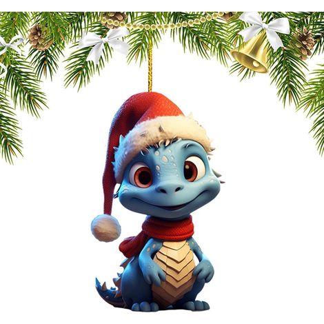 Décor De Noël - Pendentif Arbre En Acrylique 2D - Ornements Dinosaure Pour Arbre De Noël - Décoration Murale Et Intérieure - Lot De 1 (1/3)