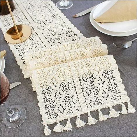 Chemin De Table En Macramé, Dentelle Florale Creuse En Coton Mélangé Avec Pompons Pour Décoration De Table De Mariage, Fête De Mariée, Décoration De Table À Manger, Couverture De Literie (Taille : 24 (1/5)