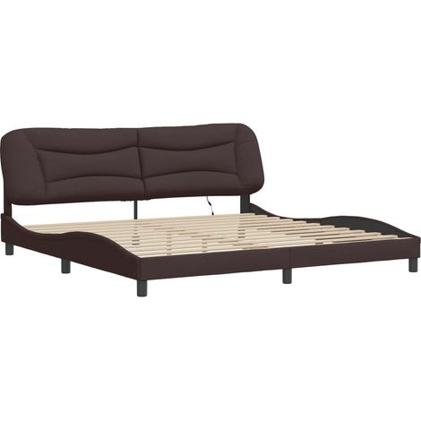 Bettgestell mit LED ohne Matratze "Hvar" Dunkelbraun 200x200 cm Stoff vidaXL (1/4)