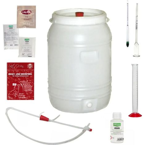 Wein selber machen, Wein starterset, Weinbrauset, Weinherstellung starterset - mit Fass Kunststoff 60L, gross