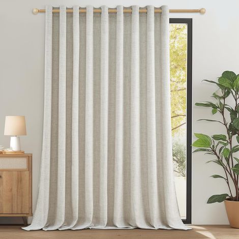 1 Pièce Rideau Voilage Lin 300x245 CM Oeillets Translucide Salon Chambre Baie Vitrée