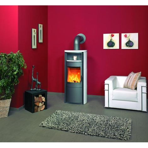 Kaminofen Nika ECOplus (7 KW) Ofenkacheln creme-weiss