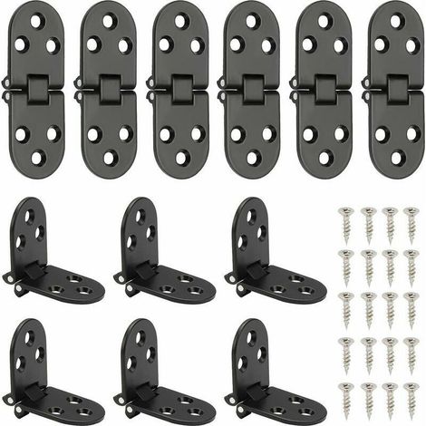 VURAHOME - 12 Pièces Charnière Plate Inox, 270 Degrés Charnière Table Pliante Paumelles de porte Flip Charnière Ronde, Noir Charniere Meuble Pour Armoire Garde Porte Tiroir, avec Vis (1/5)