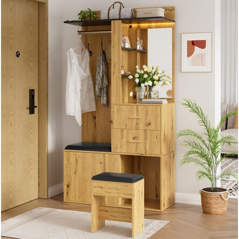 Buffet LED 140 x 40 x 80 cm noir, 2 portes, 2 tiroirs, contrôle par application - CHICFURN (1/5)