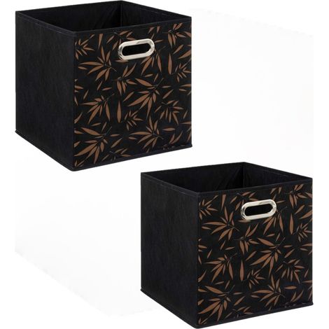 Lot de 2 boites de rangement cube en tissu à motif bambou MIX'N MODUL (1/5)