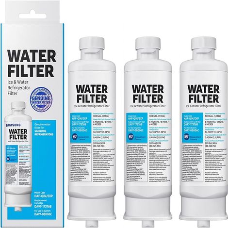 Filtro originale per ghiaccio e acqua per frigorifero, con filtrazione a blocco di carbone, rimuove il 99% dei contaminanti nocivi, fornisce acqua potabile pulita e limpida, durata 6 mesi, HAF-QIN/EXP (1/4)