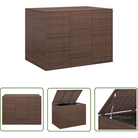 Boîte à coussins de jardin, Coffre de Rangement Exterieur Résine tressée 145x100x103 cm Marron LKF26910 (1/5)