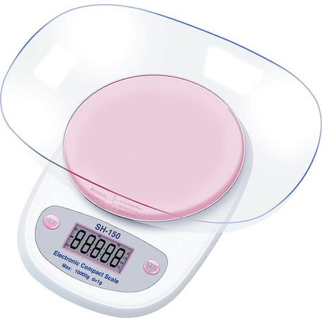 Balance de cuisine électronique bicolore Affichage numérique Capacité jusqu'à 10 kg Haute précision Conteneur inclus Unités de mesure variées-AquaForge