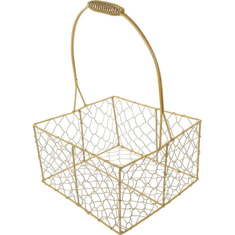 Panier en métal fait main, carré doré, en fer, panier de rangement et de décoration pour mariage, 1 pièce (1/5)
