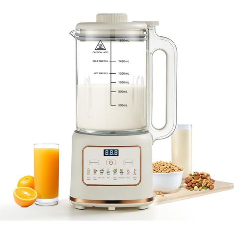 Machine à Lait Végétaux, Machine à Lait de Noix 1500ml pour pour le lait d'amande, le lait de soja, les smoothies et Fruits etc, Différé, Maintien au Chaud, Autonettoyant, Machine à lait végétal sans (1/5)