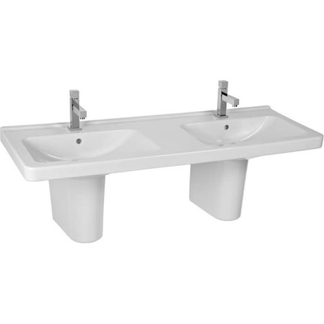 Jika Cubito - Double-lavabo 130x49 cm, 2 trous pour robinet, blanc H8144200001041 (1/4)