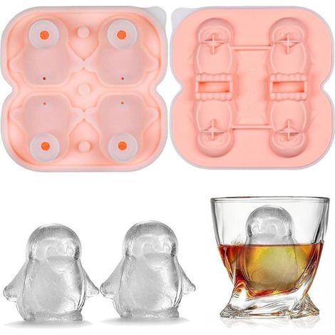 Bandeja de silicona para cubitos de hielo con tapa, cubitos de hielo reutilizables para cócteles, batidos y postres (1/5)