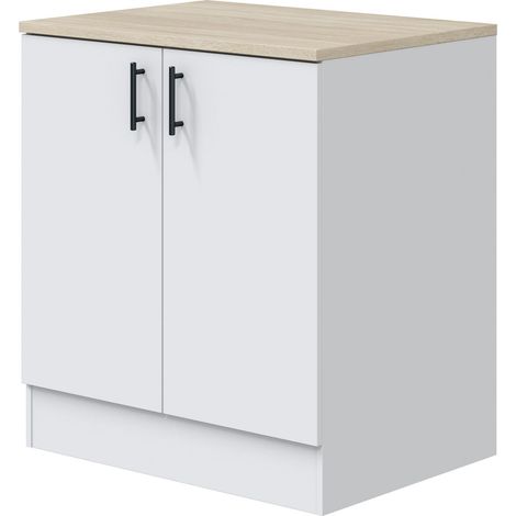Mueble base para fregadero 80 cm con dos puertas blanco - Chiria