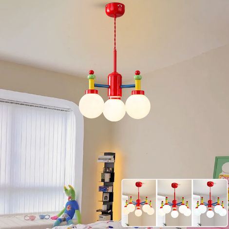 Lustre 3 ampoules, suspension vintage, plafonnier coloré, suspension en métal avec abat-jour en verre, 3 températures de couleur, hauteur réglable (1/5)