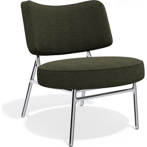 Fauteuil de salon en tissu bouclette kaki IGGY (1/5)