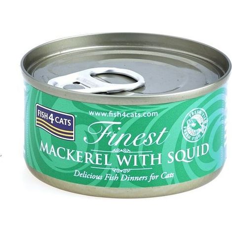 Fish4Cats - Sgombro con calamari - Cibo umido per gatti 70 g (1/4)