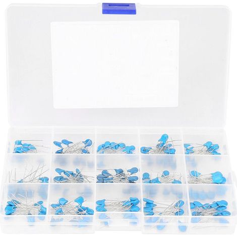 Condensateurs Céramiques Haute Tension 1kV, Assortiment de 180 Pièces pour Instruments électroniques de Précision, Performances, Bleu. (1/4)