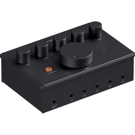 Amplificateur Répartiteur de Casque 5 Canaux, Mini Ampli pour Mixeur de Studio de Musique, Partage Audio, Moniteur de Podcast, Prend en Charge 16-300 Ohm Haute Impédance IEM