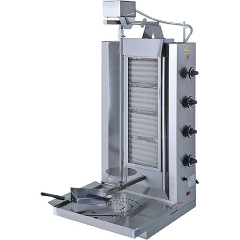 Gril à kebab à gaz avec 4 zones de chauffage, moteur supérieur, 70 kg 500x470x1140 mm - VIRTUS