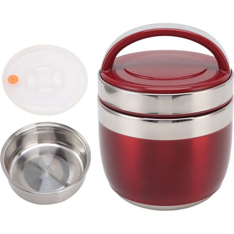 Boîte repas thermique 1,2L en acier inoxydable 304, coffret bento isotherme pour enfants, ados et adultes, contenants repas rouges (1/5)