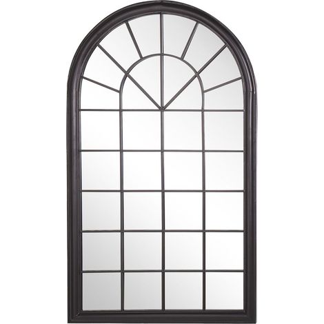 Espejo de pared de metal negro 77 x 130 cm ventana arqueada vintage decoración Trevol