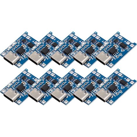 Módulo cargador de batería de litio 18650 (10 unidades), USB tipo C, 5 V, 1 A, placa de carga con funciones de doble protección.