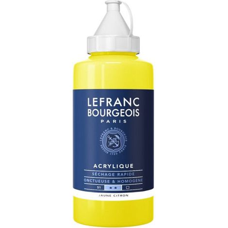 Peinture acrylique - Jaune citron - 169 - Fine - Lefranc Bourgeois - Bidon 750ml (1/2)
