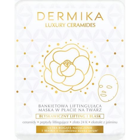 Mascarilla facial de lujo con ceramidas Dermika, efecto lifting, 1 unidad.
