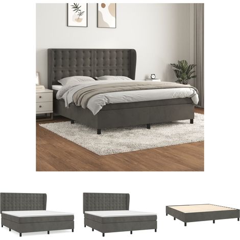 Boxspringbett mit Matratze Bett für Erwachsene Schlafzimmerbett Bett für Erwachsene Schlafzimmerbett Dunkelgrau 160x200 cm Samt NGIVN8257654 BonneVie (1/5)