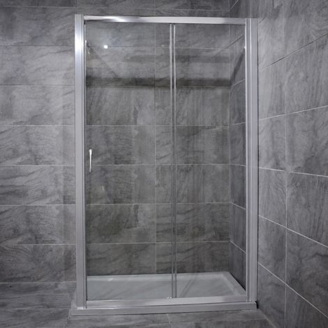 Sliding Shower Door 1000mm Alcove Silver Chrome Finish Frame Modern Style