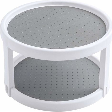 Étagère à épices rotative, porte-épices à 2 niveaux, étagère de rangement pour épices, idéale pour la cuisine, le réfrigérateur, le congélateur, les placards et les plans de travail. (1/4)