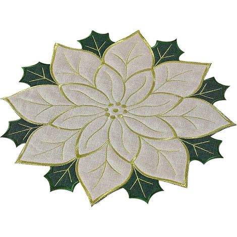 Chemin de table isolant, napperon de Noël en polyester, motif fruits rouges, lin et éponge. (1/5)