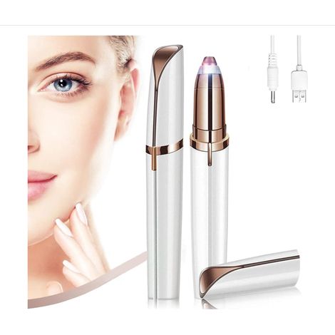 Mini tondeuse à sourcils rechargeable pour femme - Pour les sourcils, les lèvres, le nez, le corps - Avec brosse de nettoyage (1/5)