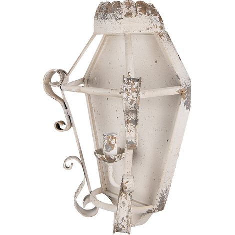 Applique Murale Style Brocante en Fer Beige et Doré 33 x 18 x 49 cm Luminaire E14 - PANGIVO