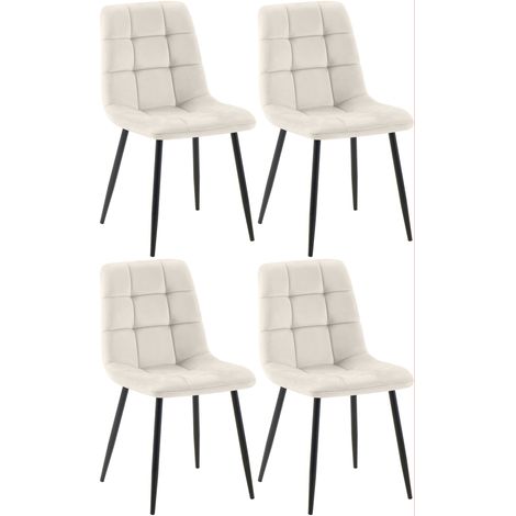 Juego de 4 sillas de comedor Antibes Blanco crema