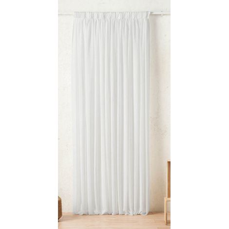 Voilage Linette non-feu M1 300 x 240 cm à galon - 300x240cm - Blanc (1/2)