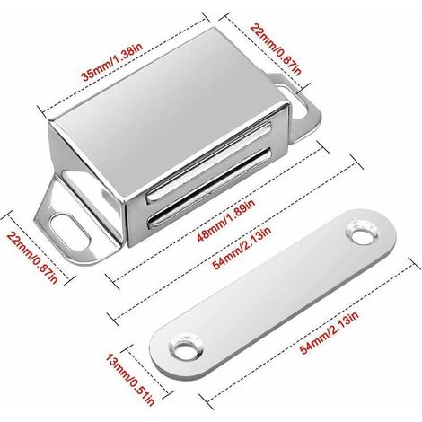 Aimant Porte Placard 4 Pièces Aimant de Porte en Acier Inoxydable Aimants Puissants pour Porte 10kg Verrou de Porte de Placard avec Vis pour Meubles de Maison Armoire de Porte (4 pièces de 6 (1/4)
