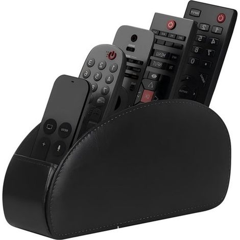 Boîte de rangement pour télécommandes (1 pièce) avec 5 compartiments - compatible avec les télécommandes TV, DVD, 4K et Blu-ray - 20,5 x 11 x 8 cm - noire (1/4)